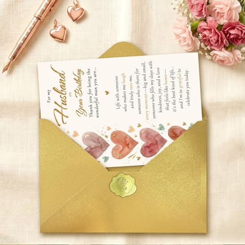 Heartfelt Birthday Card for Husband from Wife - Watercolor Design