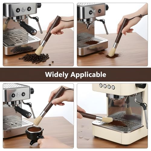3-Piece Coffee Grinder Brush Set with Walnut Wood Handles