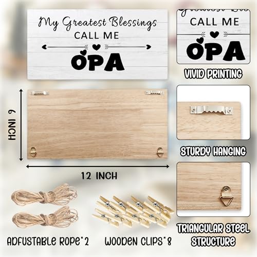 Rustic Wooden Photo Frame with Clips - 12x6 Wall Display