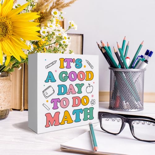 Math Teacher Wooden Desk Sign - 5x5 Inch Office Decor Gift