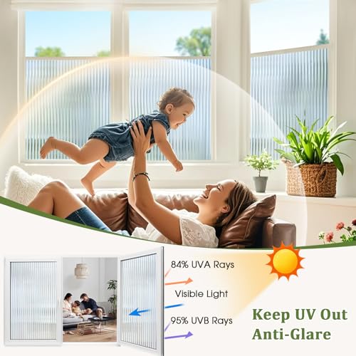 Beautyhero 3D Reeded Glass Window Privacy Film - 17.5 x 78.7''
