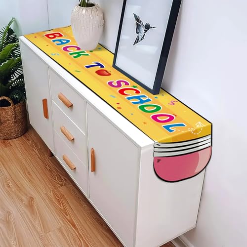 Back to School Pencil Table Runner - 13''x72'' Linen Decor