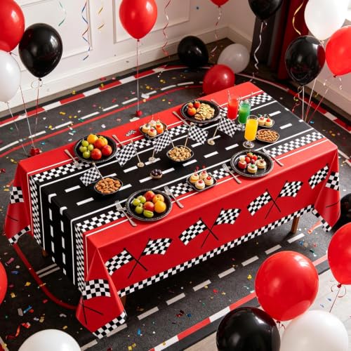 YJZCP Racing Tablecloths - 4 Pack for Car Birthday Parties 51x86IN