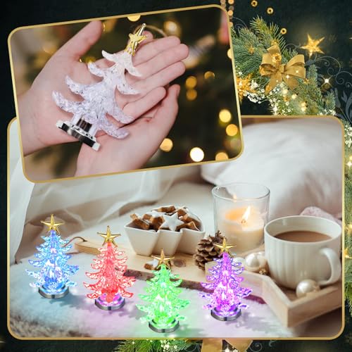 Glooglitter 8 Pcs LED Christmas Table Tree Lights - USB Decor, Multicolor