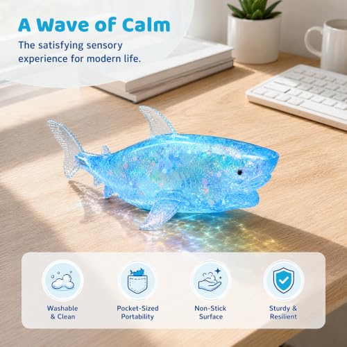 Squishy Shark Stress Ball - Cute Blue Vase Filler for Anxiety Relief