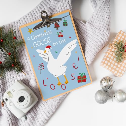 Obbyidk Cute Silly Goose Christmas Card, Funny Xmas Card with Envelope