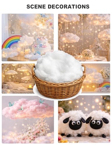 200g Polyfill Stuffing for Pillows & Crafts - Soft Polyester Fiber Fill