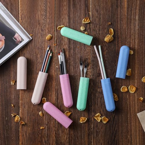 Muslish 4 Pack Wheat Straw Toothbrush Travel Case with Vents