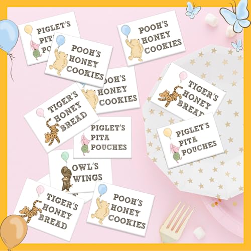 Classic Winnie Baby Shower Food Labels & Table Signs, 12 Pcs