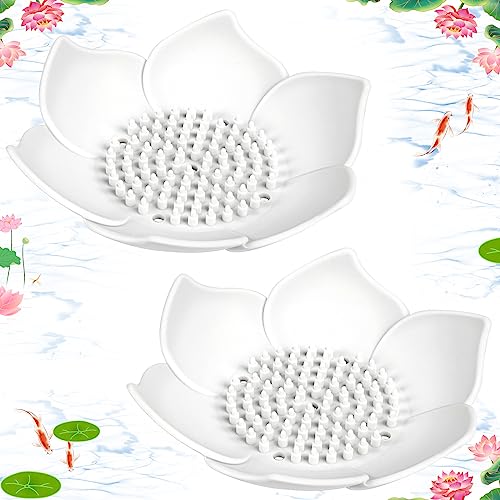 WhistenFla 2-Pack Lotus Flower Silicone Soap Dish with Drainage Design