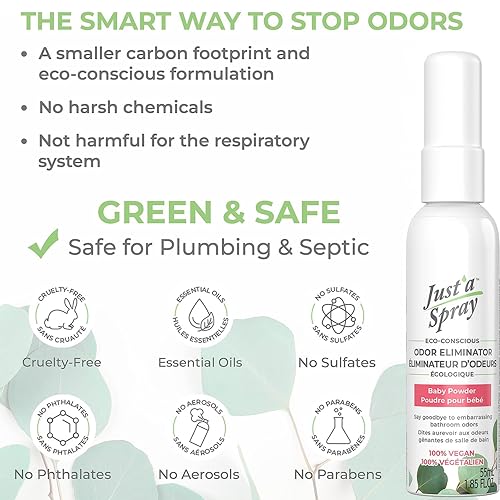 Just'a Spray Toilet Odor Eliminator - Baby Powder Scent - 1.85 oz