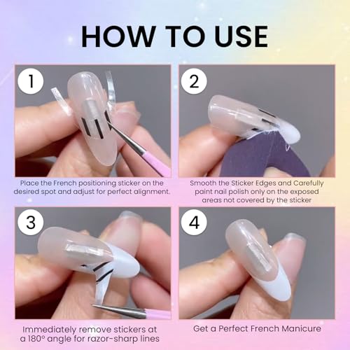 ESUOHYM 10 Sheets French Tip Nail Guide Stickers & Stencils for Manicure