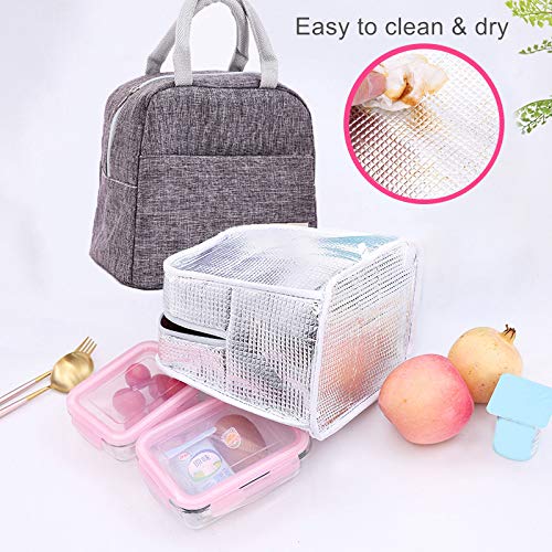 MINI LOP Insulated Lunch Tote Bag - Durable Oxford Cooler for Work & School, Gray