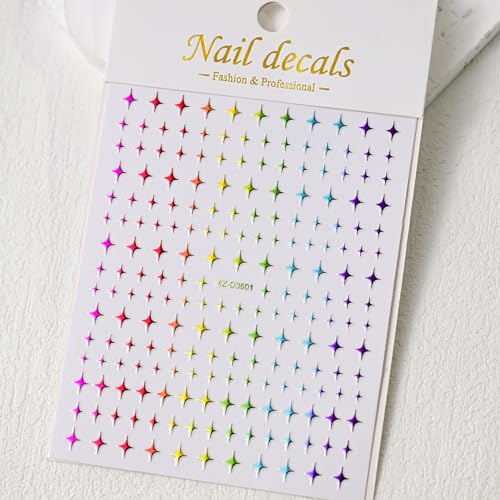 Star Nail Stickers 6 Sheets 3D Self Adhesive Gold Silver Decals