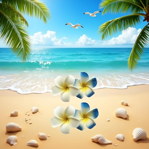 Myuiao 4PCS 7cm Hawaiian Frangipani Foam Flower Hair Clips