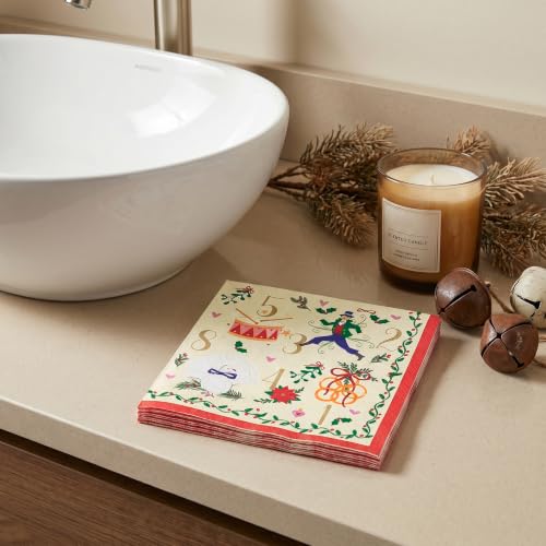 Christmas Paper Napkins 50Pcs - Countdown 12th Day 3-Ply Holiday Table Decor