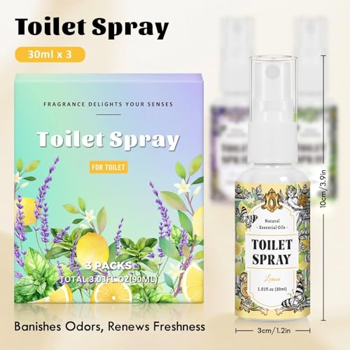 STRN Toilet Spray 3-Pack - Lemon, Mint & Lavender Scents