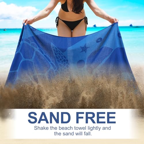 Genovega Oversized Turkish Beach Towel 72"x36" - Quick-Dry, Lightweight, Sand-Free