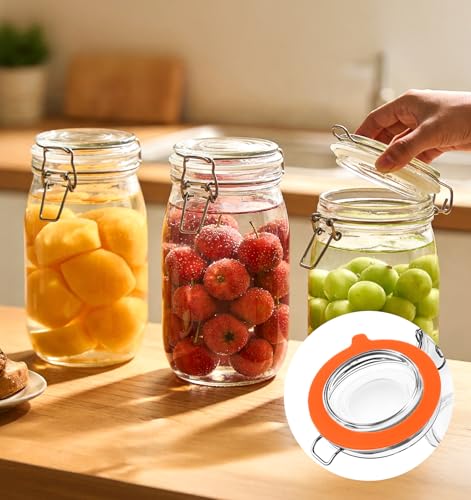 6 Pack Rubber Gaskets for Glass Jars - Leak-Proof Silicone Seals