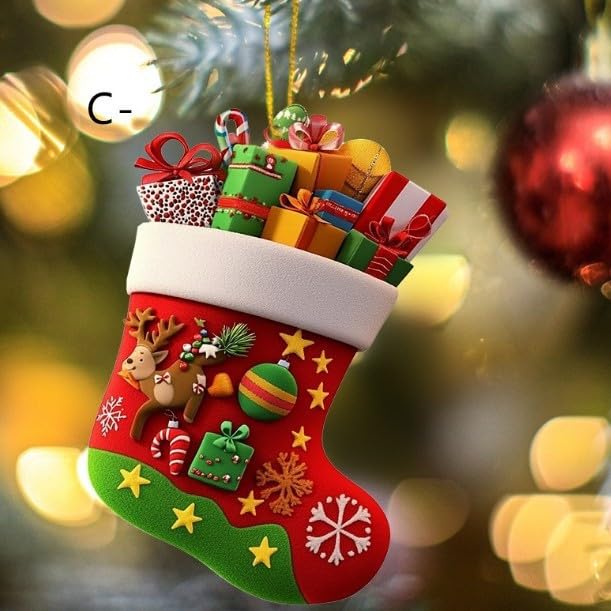 Cute Acrylic Christmas Tree Ornaments Set - 6 Unique Designs