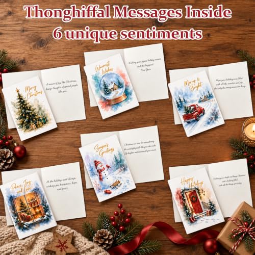 30 Pack Christmas Cards Assortment with Envelopes & Stickers - Holiday Holiday