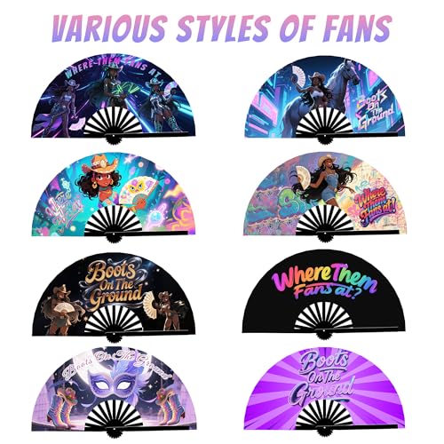Large Bamboo Clack Fan for Dance - 13-Inch Folding Hand Fan (Style5)