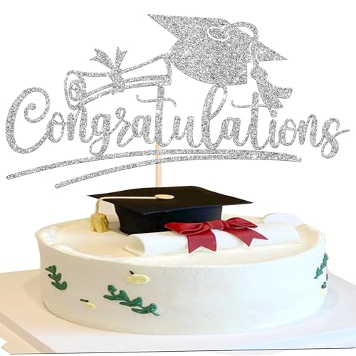 2026 Graduation Cake Topper - Glitter Congrats Grad Decoration