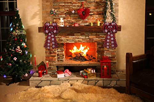 Christmas Wreath Bow Red Velvet Buffalo Plaid Snowflake Large Holiday Decoration