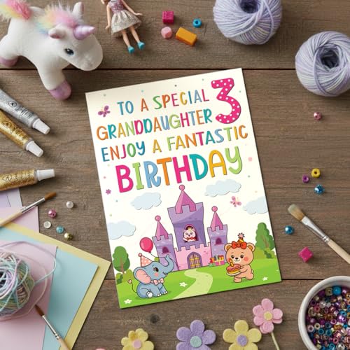 Premium A5 Birthday Card for Granddaughter – Fairy-Tale Theme