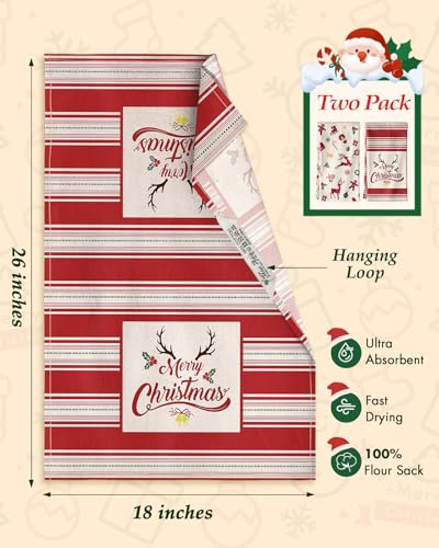 Miss Adola Antler Christmas Flour Sack Kitchen Towels - 18x26 Inch 2-Pack