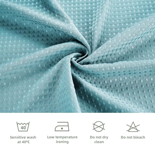 LaCyan 3-in-1 Waterproof Waffle Weave Shower Curtain Set with Clear Liner, 72x84 inches, Teal, Pack of 3