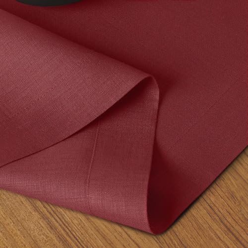 Red Linen Table Runner 14 x 90 Inch - 100% European Flax Handmade