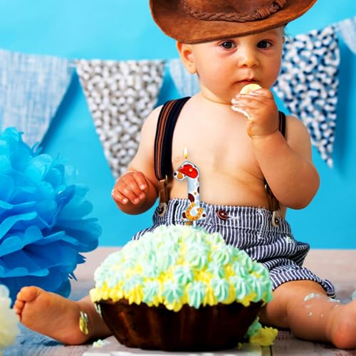MTLEE Cowboy Number 1 Birthday Candle - First Birthday Decoration