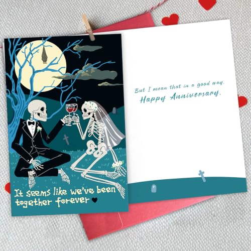Funny Skeleton Couple Halloween Anniversary Card - Gothic Love Greeting