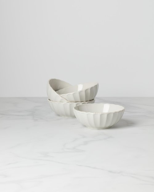 Lenox French Perle Scallop 4-Piece Bowl Set, 4.00 LB, White
