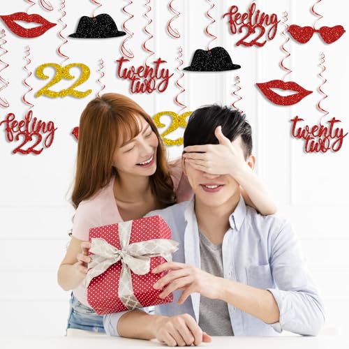22nd Birthday Party Hanging Swirl Decorations - Singer Themed Foil Spirals