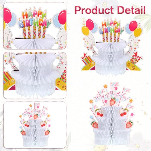 Gemoioio 2Pk Honeycomb Cake Centerpiece, Easy Assemble Birthday Decor