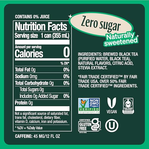 Zevia Organic Raspberry Black Tea - Naturally Sweetened, Zero Calories