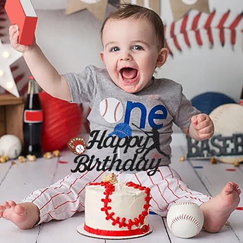 Baseball Happy Birthday Cake Topper - Glitter Cake Decoration