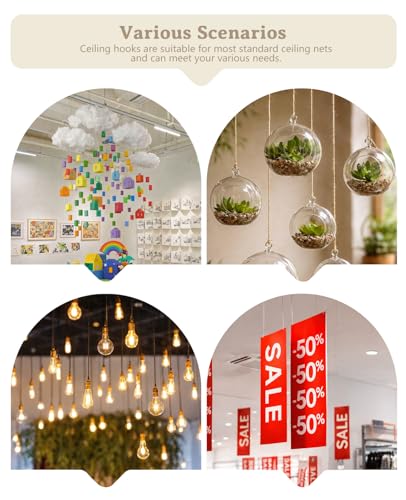 15 Pack Ceiling Hooks and Clips for Drop Ceilings - Durable & Versatile