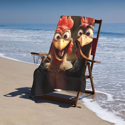Funny Chicken Beach Towel - 31x51in Microfiber Quick Dry Towel