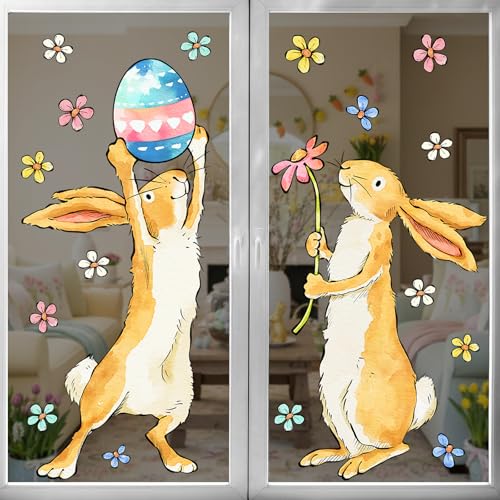 Extra Large Easter Window Clings - Bunny Decorations for Glass