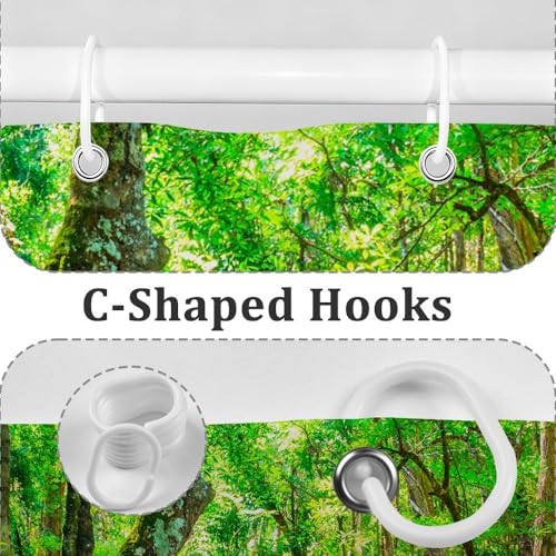DORCEV Waterfall Forest Shower Curtain - 72x72 Inch Nature Landscape Print