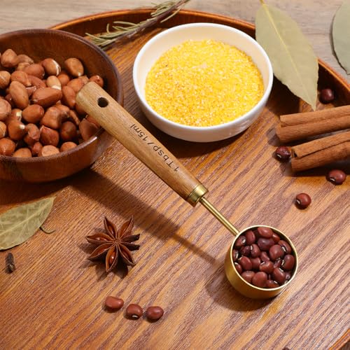 Tyqour 1 Tablespoon Stainless Steel & Wood Coffee Scoop