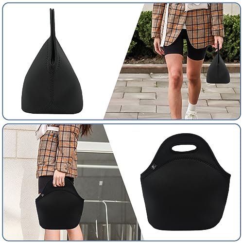 LOVAC Insulated Lunch Bag - Reusable Neoprene Tote, Pure Black