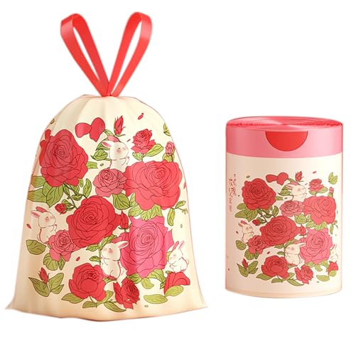 Rose Scented 4 Gallon Trash Bags, 80 Count Thickened Drawstring Garbage Bags
