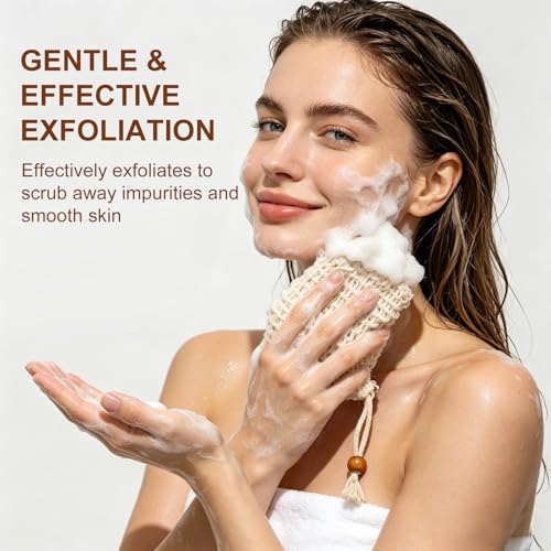 YBONRSQ 6-Pack Sisal Soap Bag & Exfoliating Soap Saver Pouch