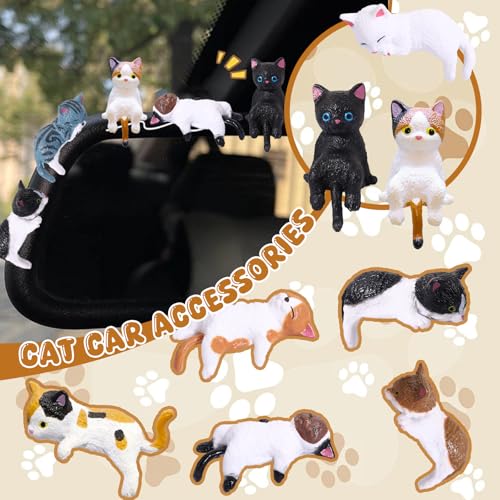 10 Pcs Mini Cat Figurines Set for Car Dashboard Decor