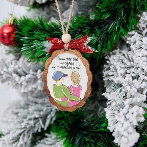 Mother and Son Christmas Ornament 4 Inch Wooden Keepsake Gift for Mom
