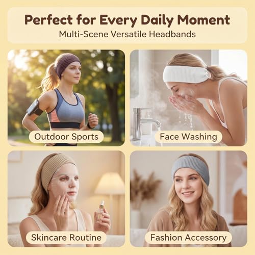 6 PCS Wide Headbands for Women - Non-Slip Boho Elastic Hair Bands